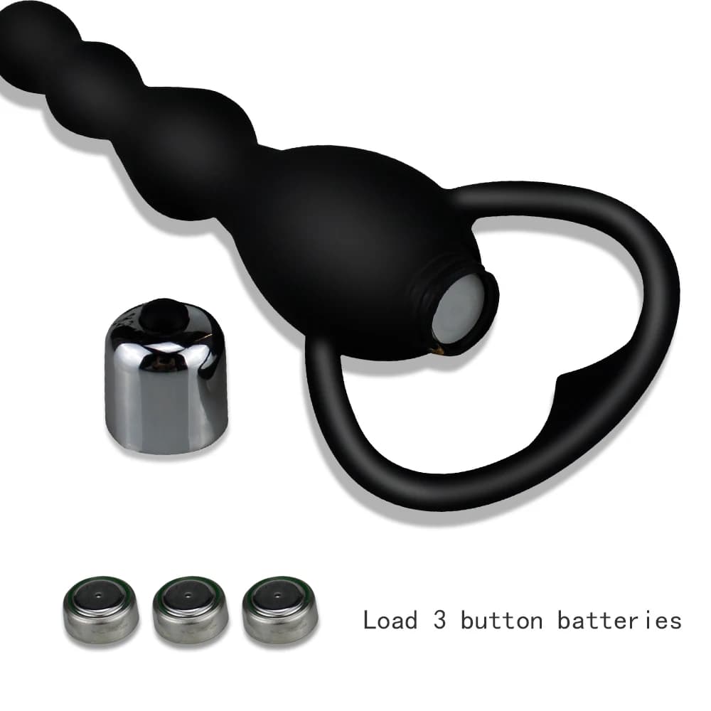 Silicone vibrating anal beads with ring pull - thumbnail 5