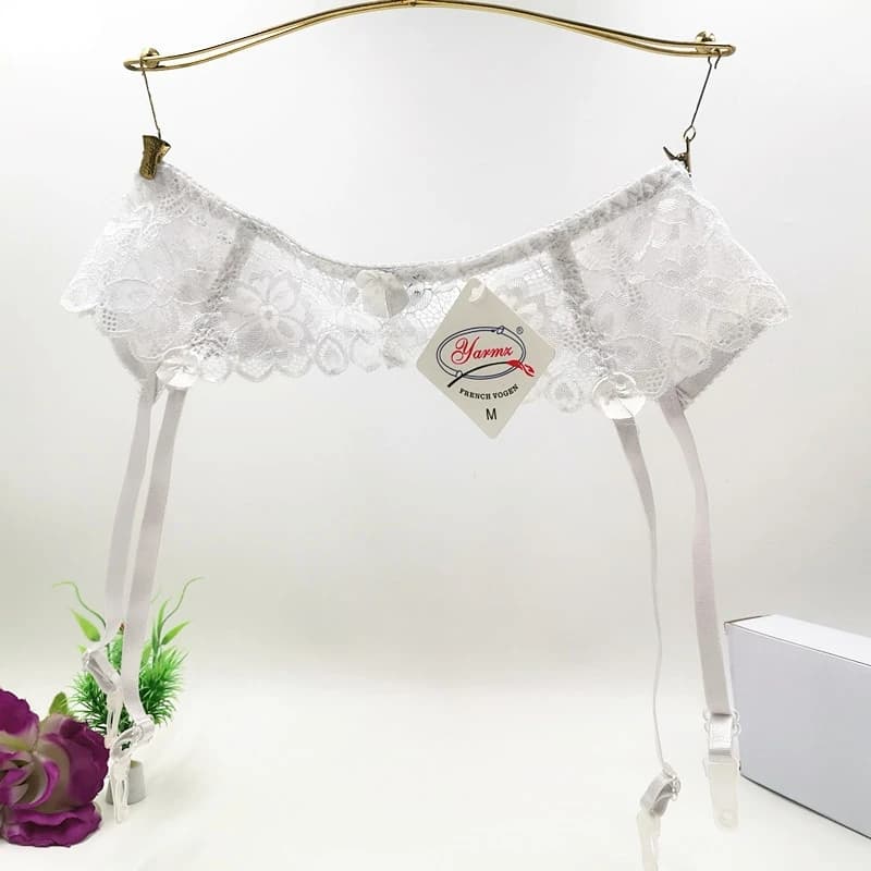Lace transparent adjustable garter belt for stockings - thumbnail 3