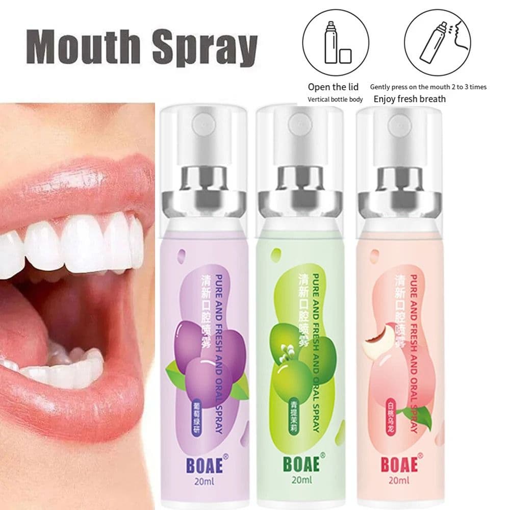 Fruit Flavor Fresh Oral Spray Grape Peach Breath Spray Mouth Freshener Remove Bad Breath Deodorant Peach Grapes Sweet Spray - thumbnail 4