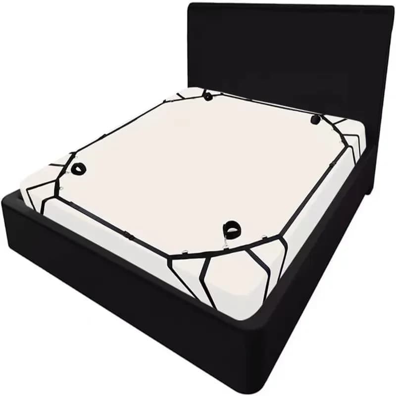 Four corner bed strap and handcuff bondage restraint set - thumbnail 3