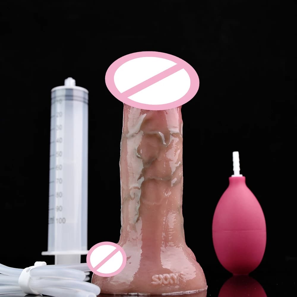 Realistic silicone squirting dildo with suction base - thumbnail 6