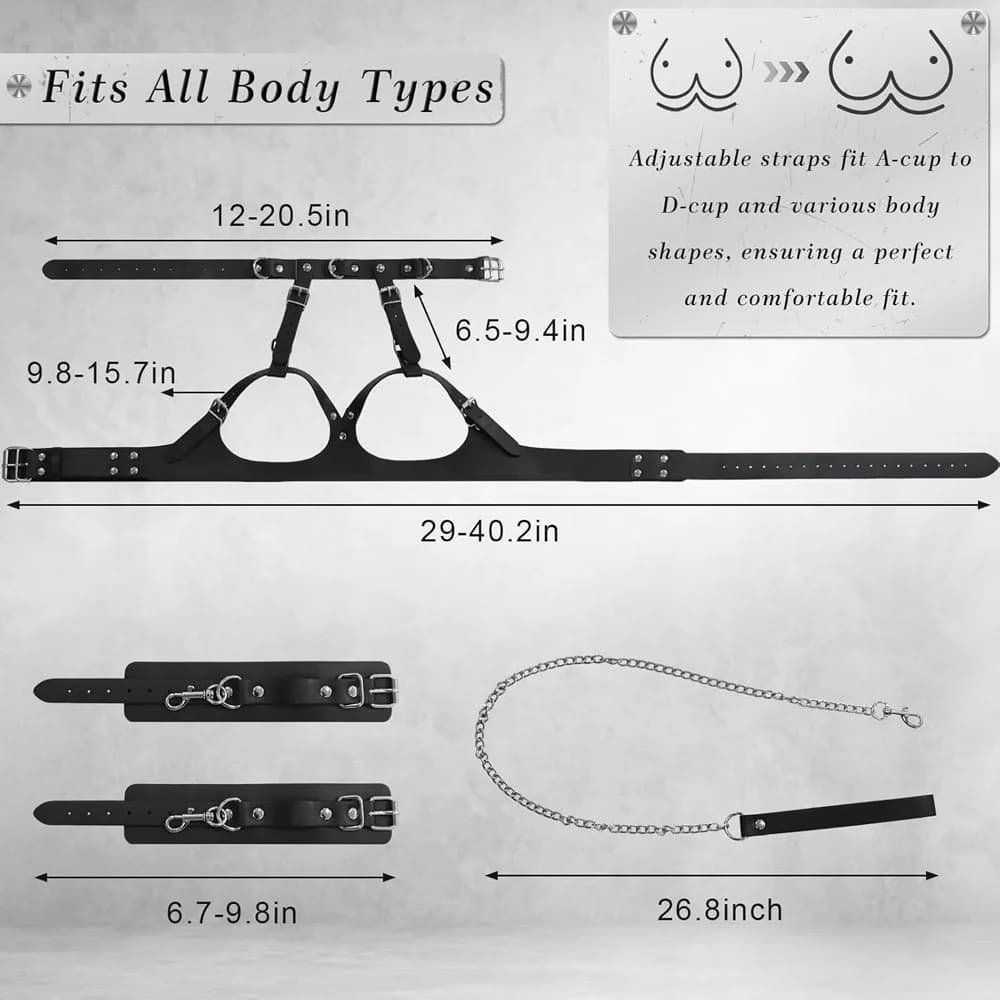 Adjustable bondage harness and restraint set for intimate play - thumbnail 6