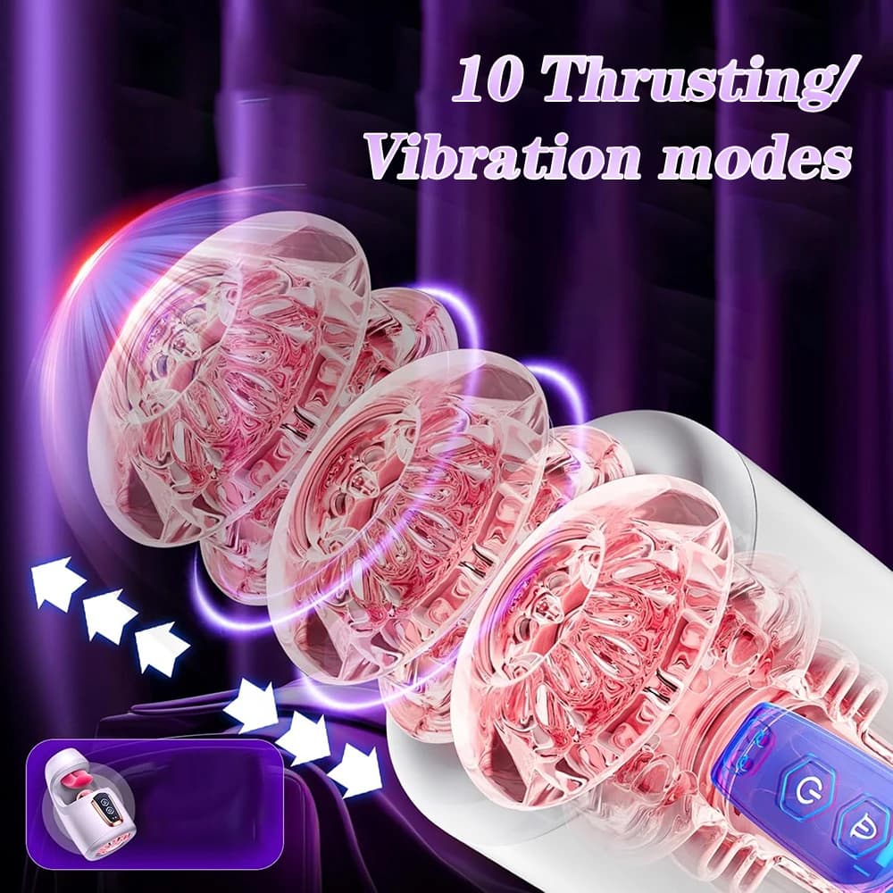 Sex Toys for Men Male Masturbator - Sex Toy with 10 Thrusting & Tongue Licking Modes Blowjob Sex Machine Stroker Penis - thumbnail 3