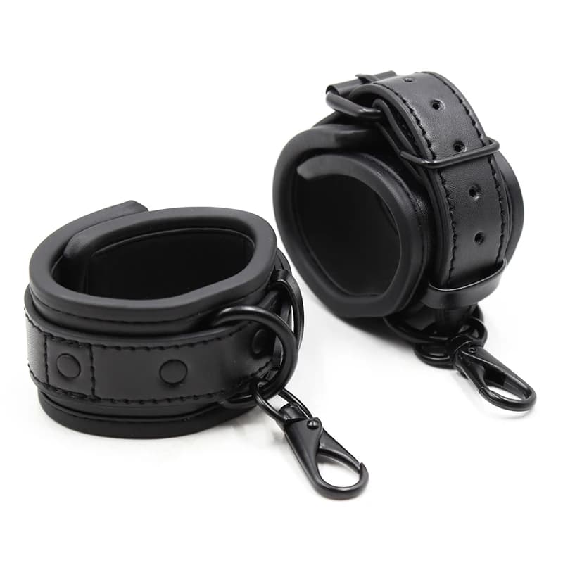 Adjustable PU leather bondage cuffs for couples - thumbnail 2