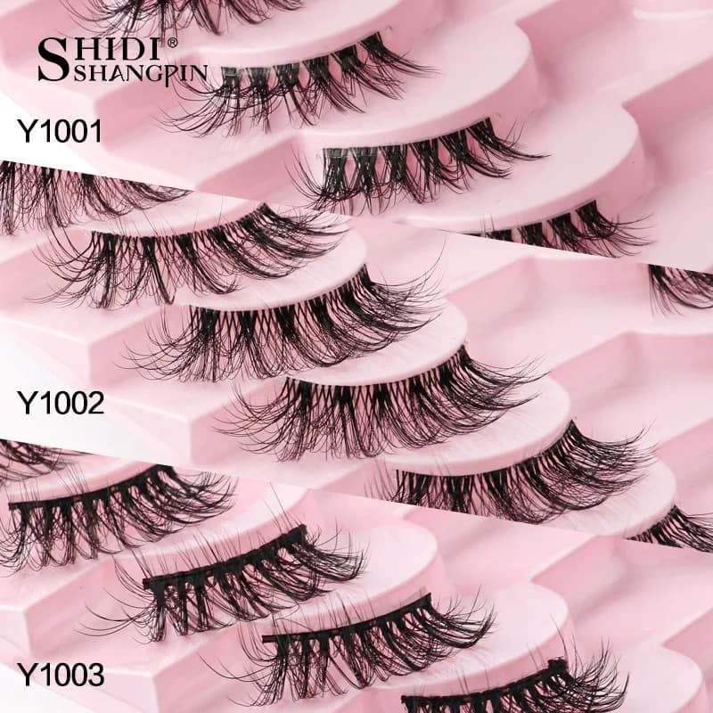 SHIDISHANGPIN Half Lashes Cat Eye Lashes 3D Natural Winged End Eye Elongated Eyelashes Fox Eye lashes Faux Mink Eyelashes Makeup - thumbnail 3
