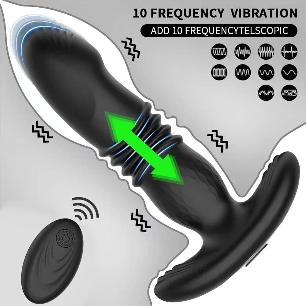 Telescopic prostate massager with remote control and ten vibration speeds - thumbnail 2