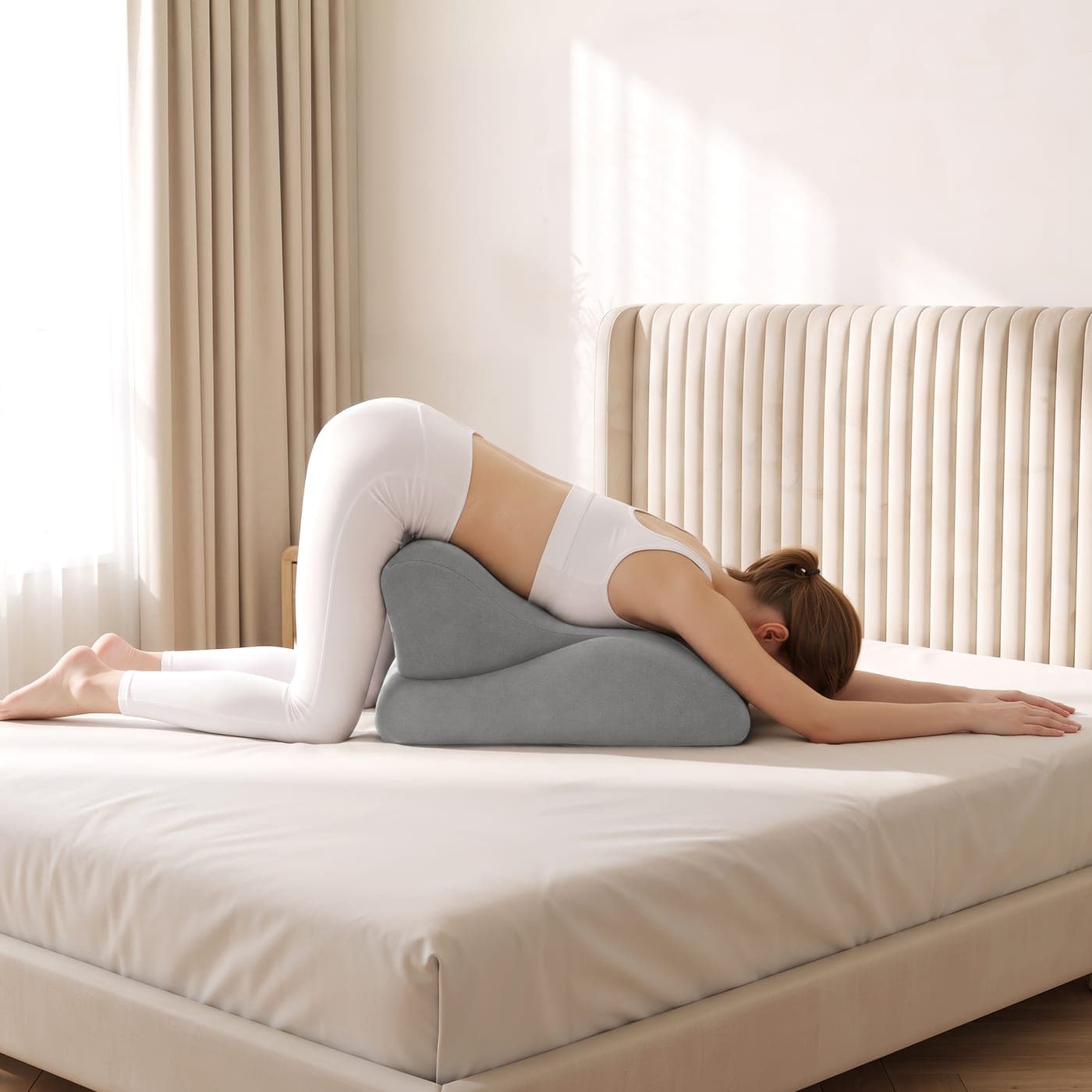 Ergonomic Sex Pillow with Removable Headrest, Grey - thumbnail 8