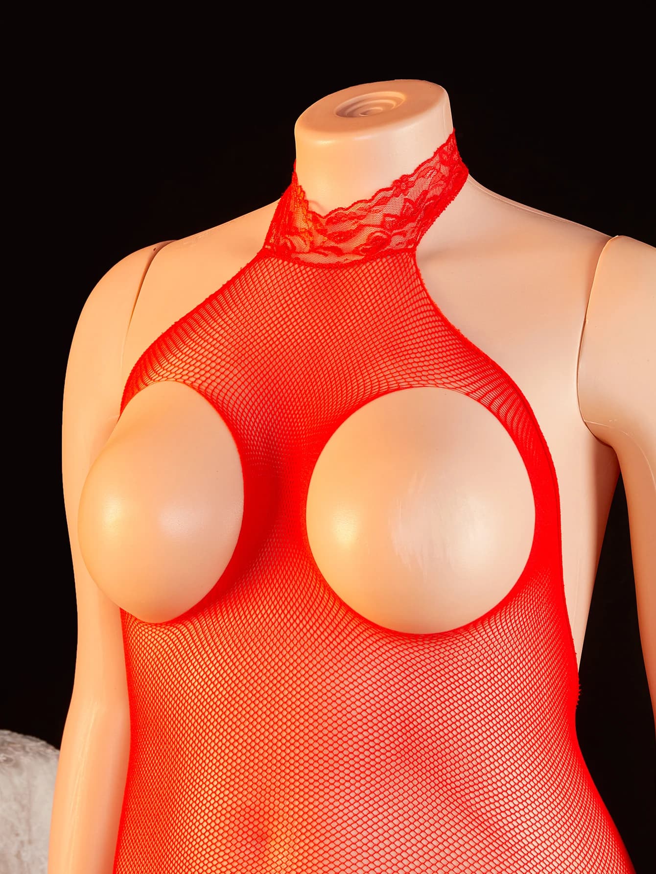 Plus size open bust fishnet bodysuit - thumbnail 5