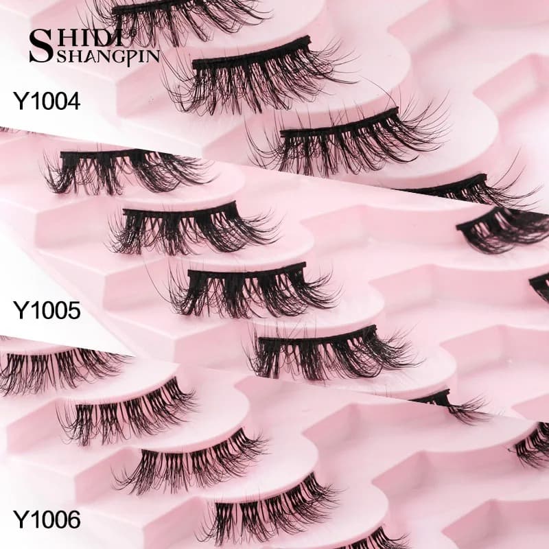 SHIDISHANGPIN Half Lashes Cat Eye Lashes 3D Natural Winged End Eye Elongated Eyelashes Fox Eye lashes Faux Mink Eyelashes Makeup - thumbnail 2