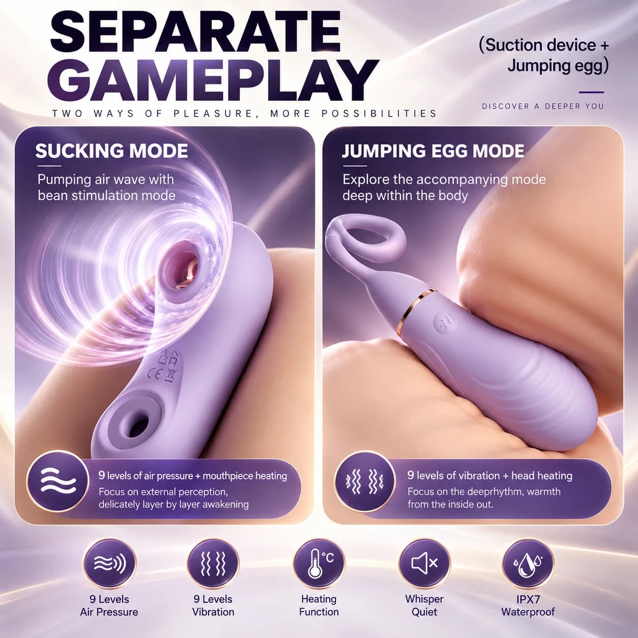 Versatile wearable four in one vibrating egg with dual stimulation - thumbnail 4