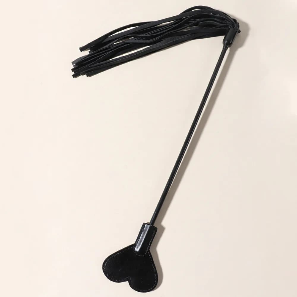 Black leather bondage flogger and whip - thumbnail 5