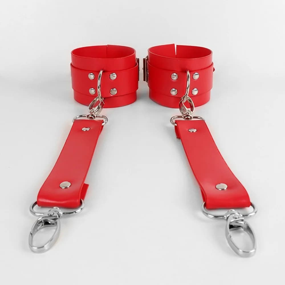 Adjustable PU leather body harness with matching cuffs - thumbnail 6