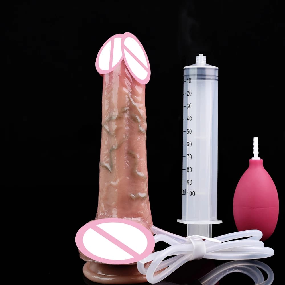 Realistic silicone squirting dildo with suction base - thumbnail 4