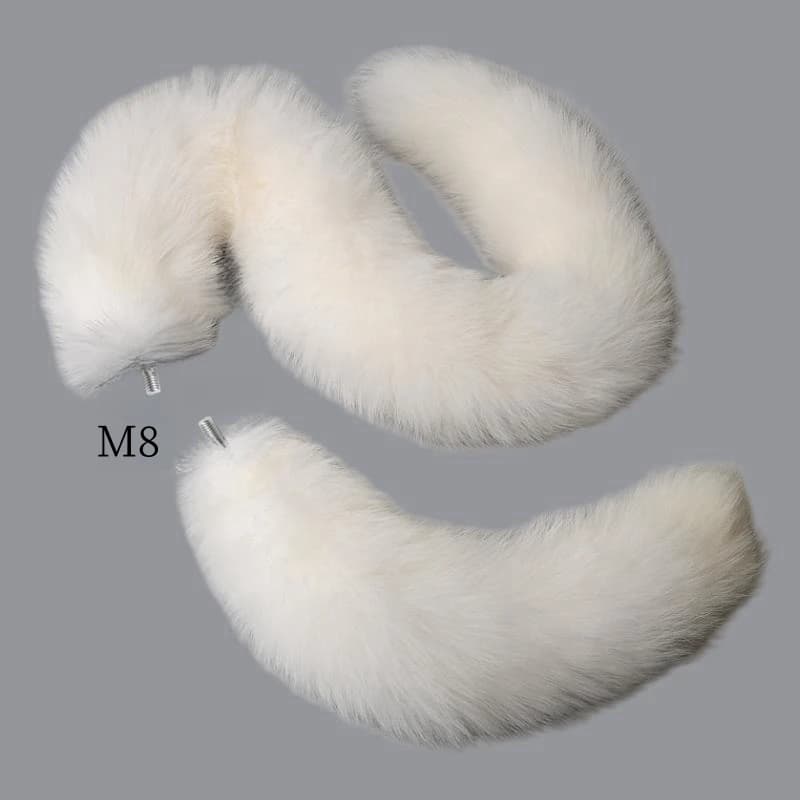 Spliceable white fox tail bondage and cosplay accessory - thumbnail 2