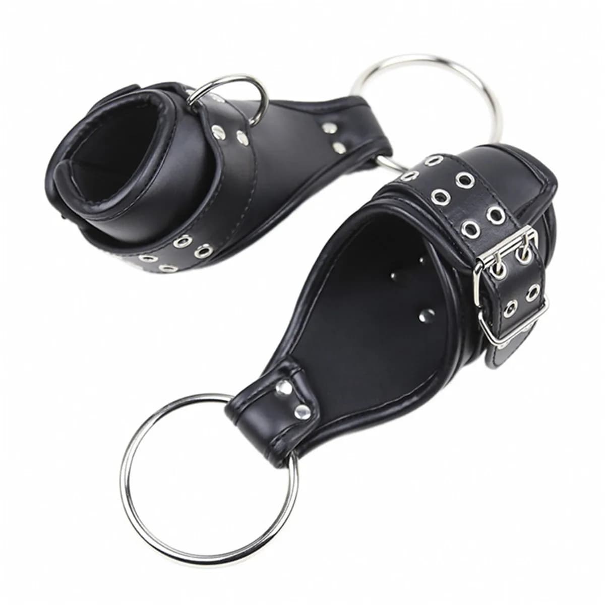 Leather ankle and wrist suspension cuffs for bondage - thumbnail 6