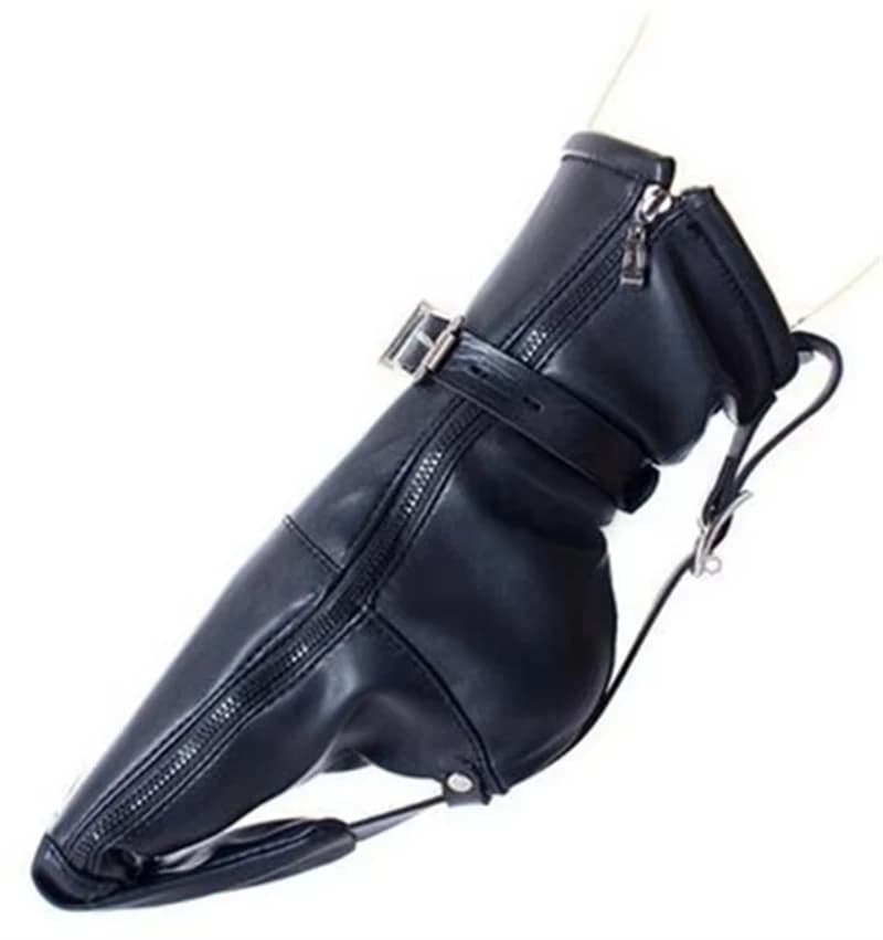 Leather dog crawling boots for pet play and bondage - thumbnail 3