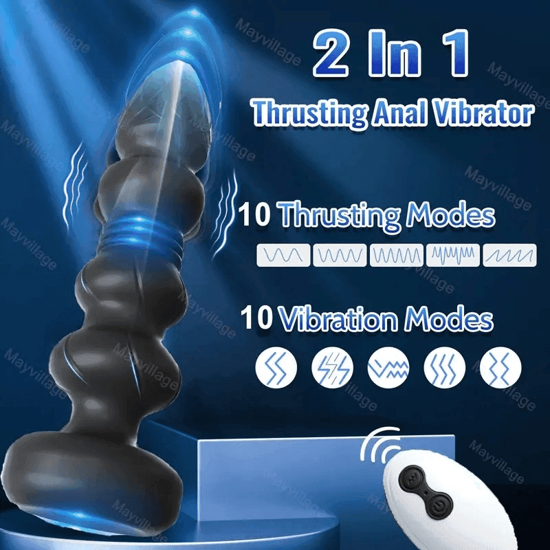 Thrusting Anal Beads Vibrator, 10 Modes, Remote - thumbnail 5