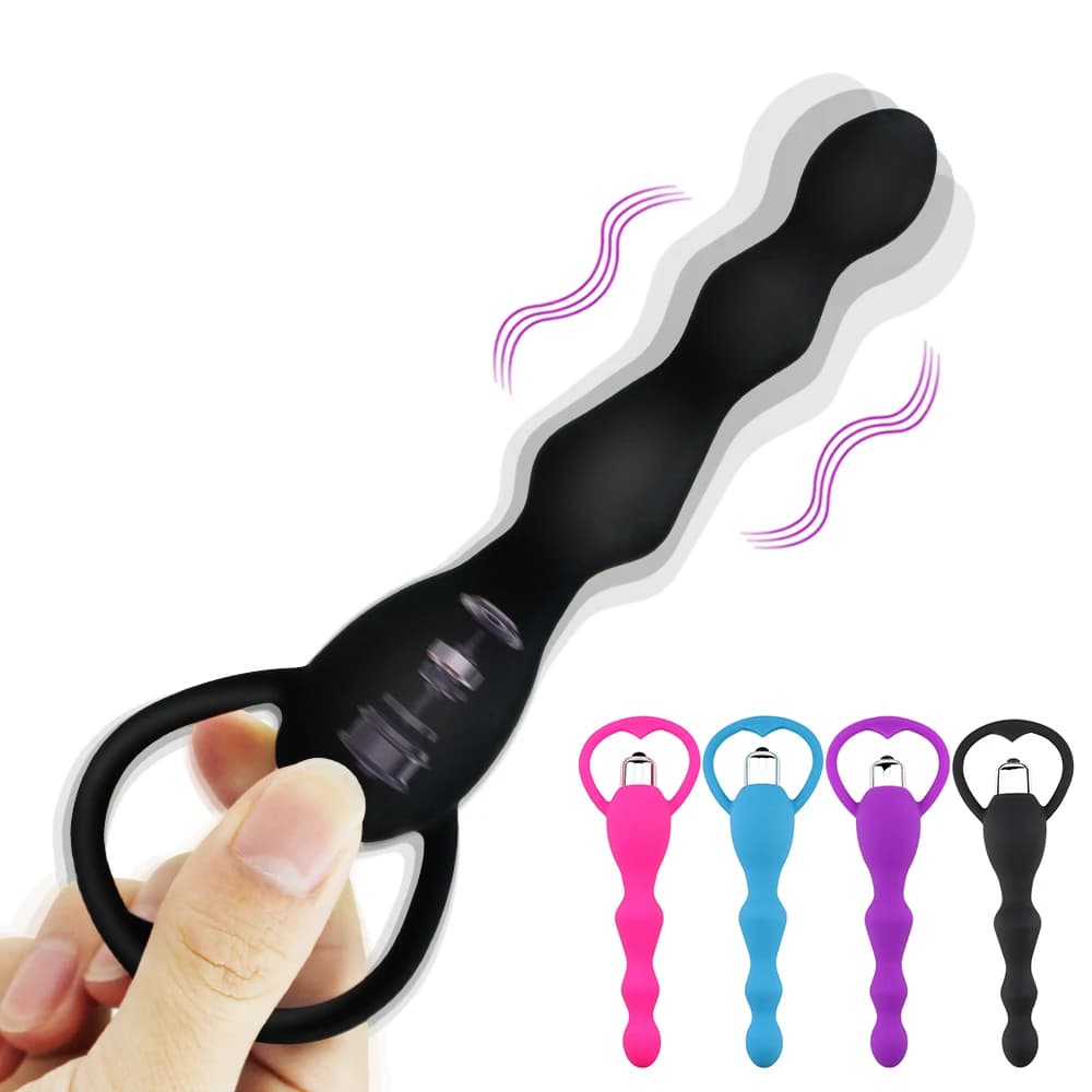 Silicone vibrating anal beads with ring pull - thumbnail 2