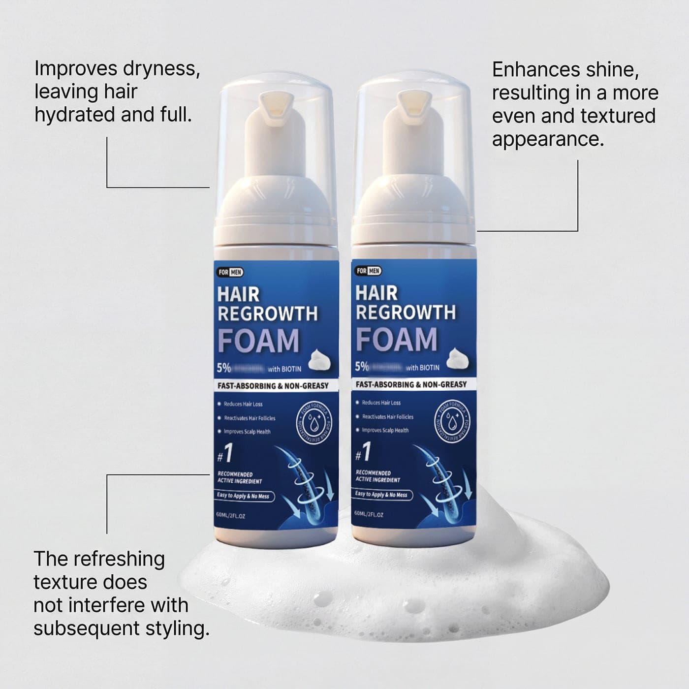 Mens Hair Foam Mousse Gently Cleanses Controls Oil - thumbnail 6