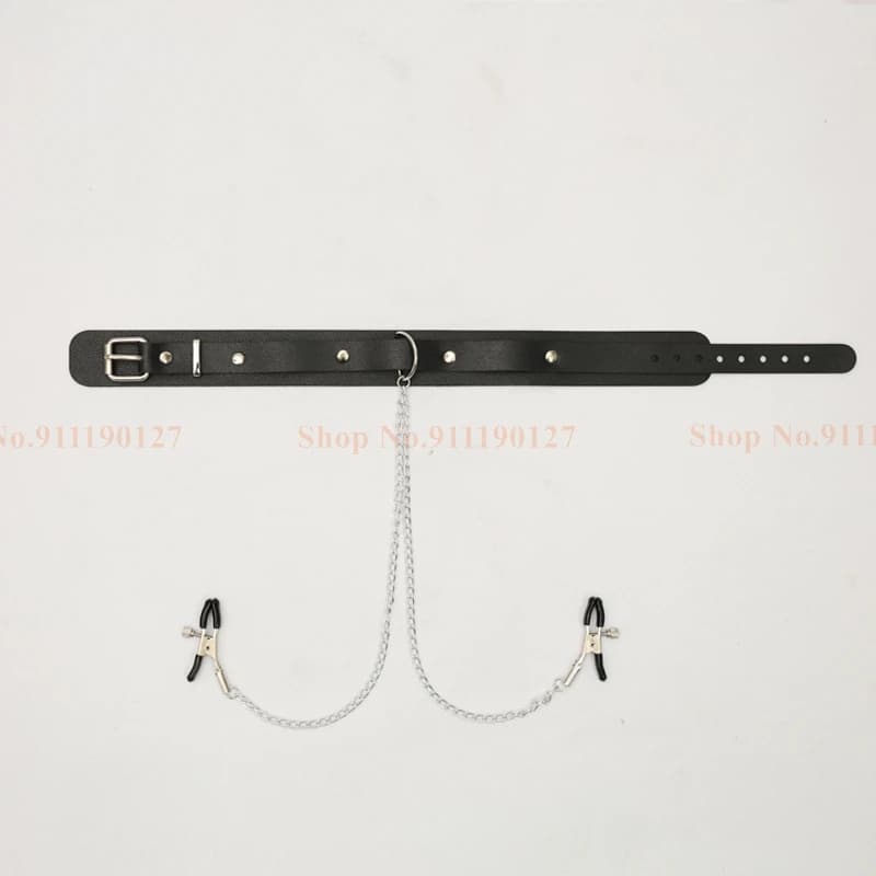 Leather collar and nipple chain set - thumbnail 6