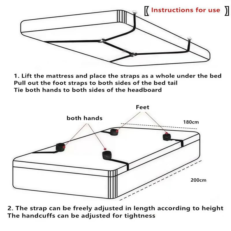 Adjustable bed bondage restraint set with cuffs - thumbnail 2