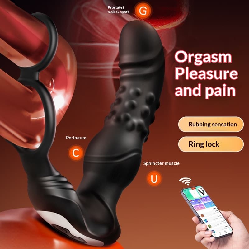 Studded Prostate Vibrator with Cock Ring - image 1