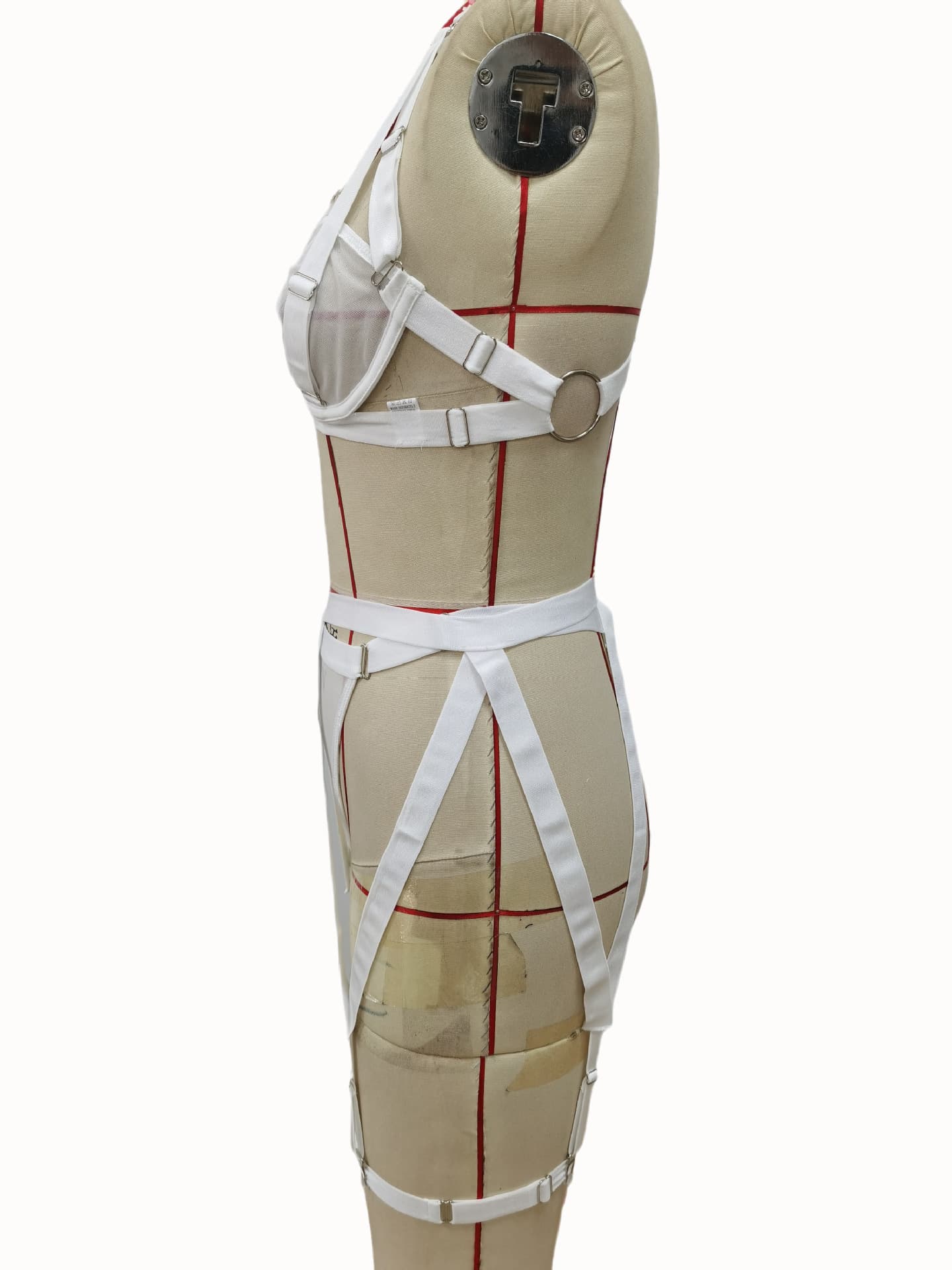 White Strappy Harness Lingerie Set - thumbnail 3