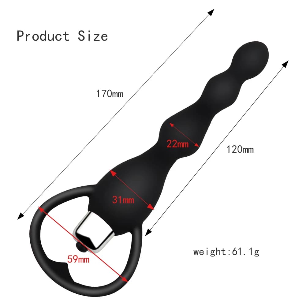Silicone vibrating anal beads with ring pull - thumbnail 6