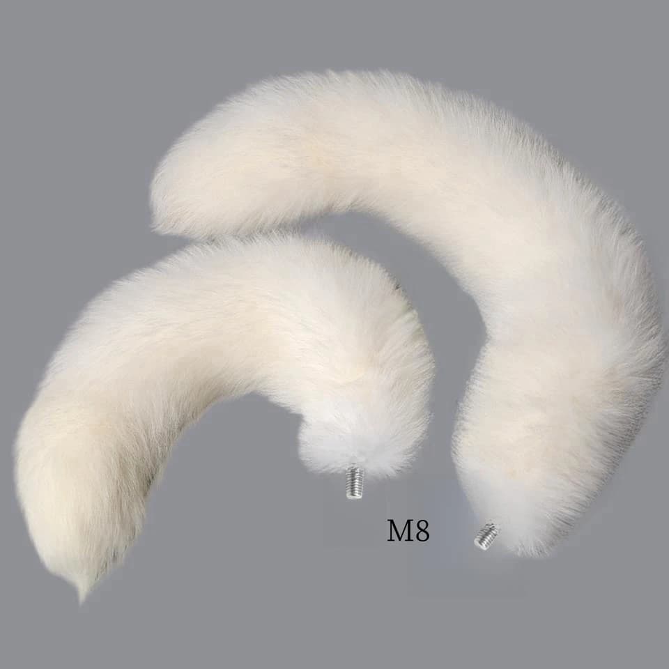 Spliceable white fox tail bondage and cosplay accessory - thumbnail 3