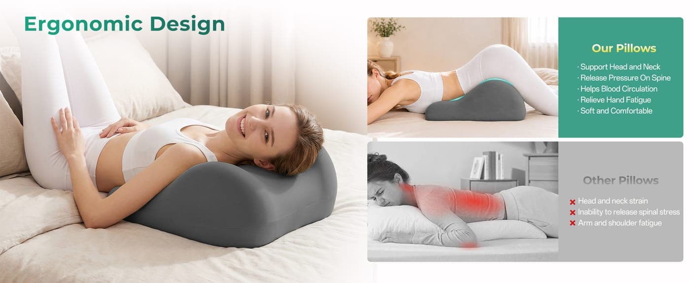 Ergonomic Couples Pillow with Cut-out, Dark Grey - thumbnail 3
