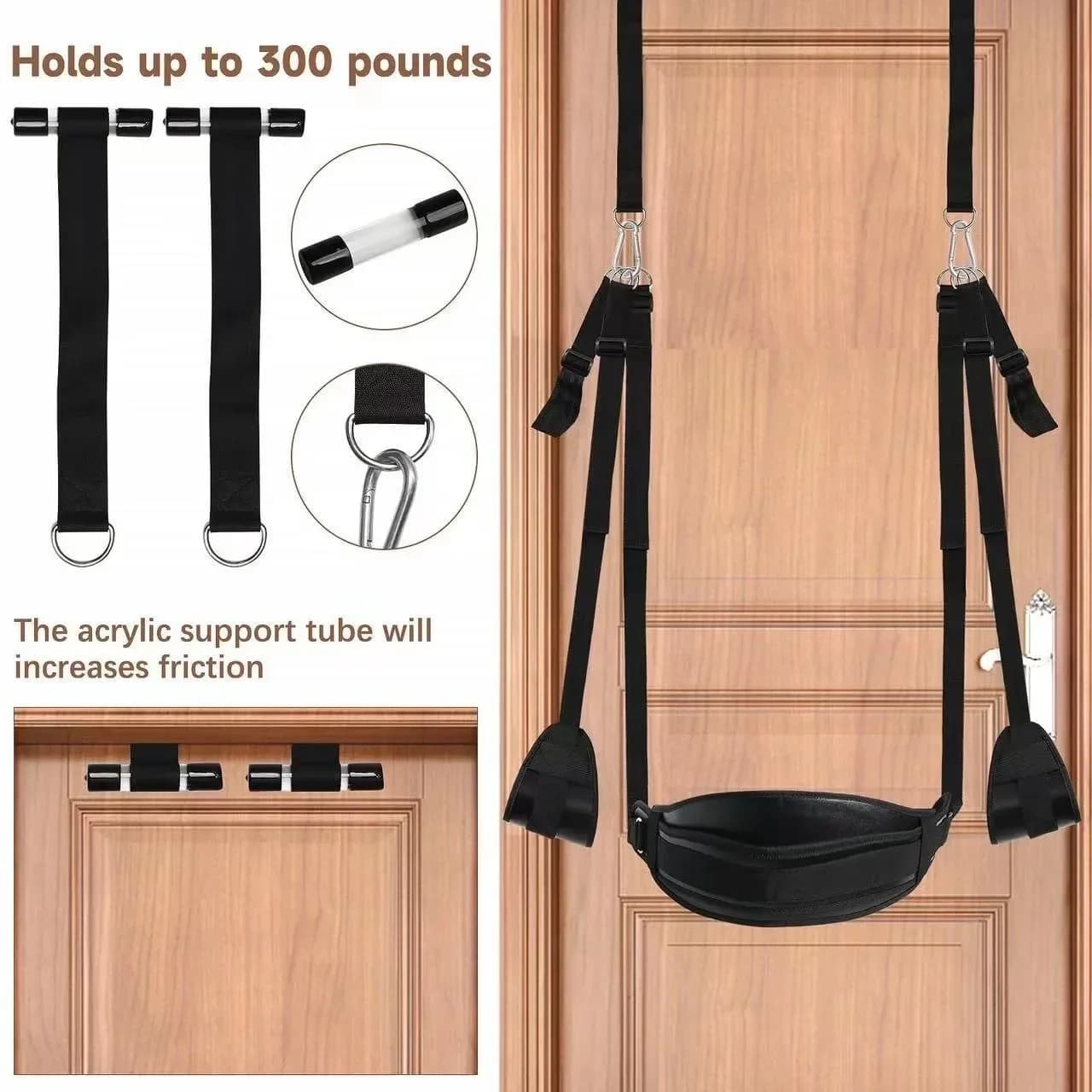 Adjustable door sex swing with supportive broad seat - thumbnail 3