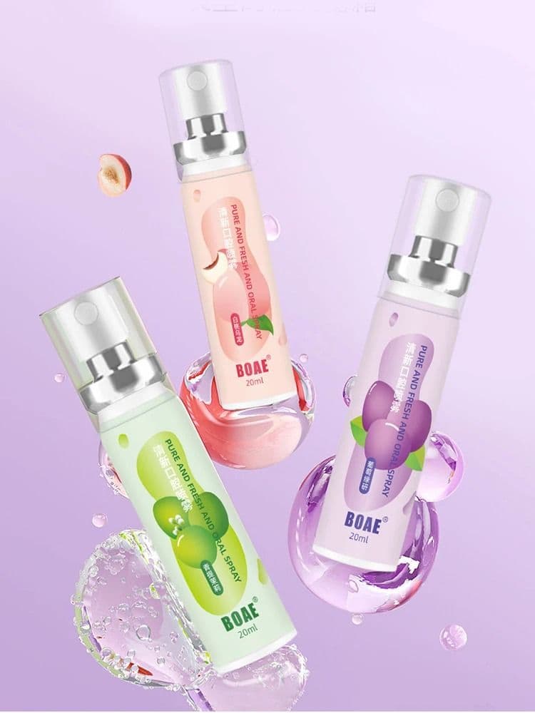 Fruit Flavor Fresh Oral Spray Grape Peach Breath Spray Mouth Freshener Remove Bad Breath Deodorant Peach Grapes Sweet Spray - thumbnail 6