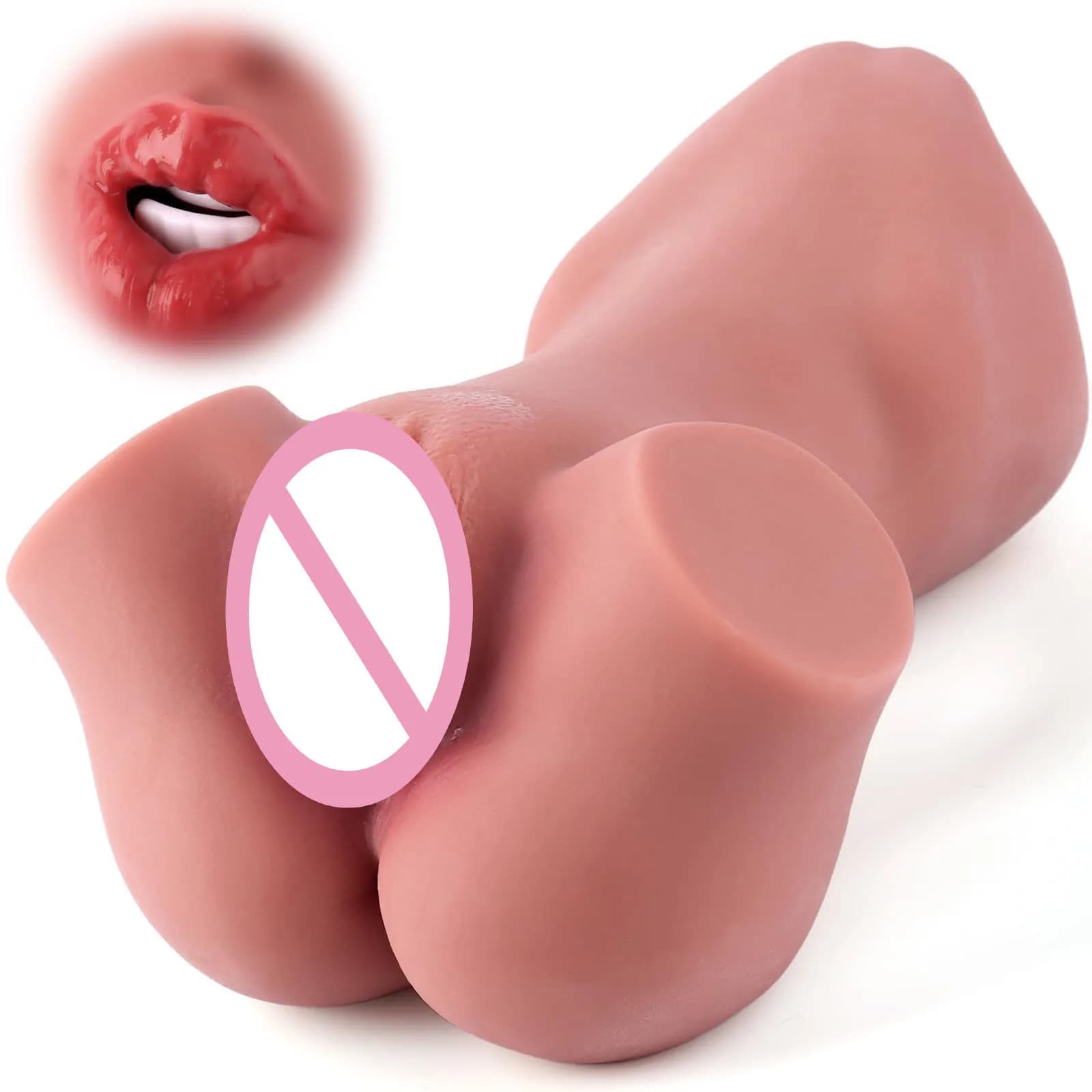 Realistic male masturbation cup with dual channels - thumbnail 5