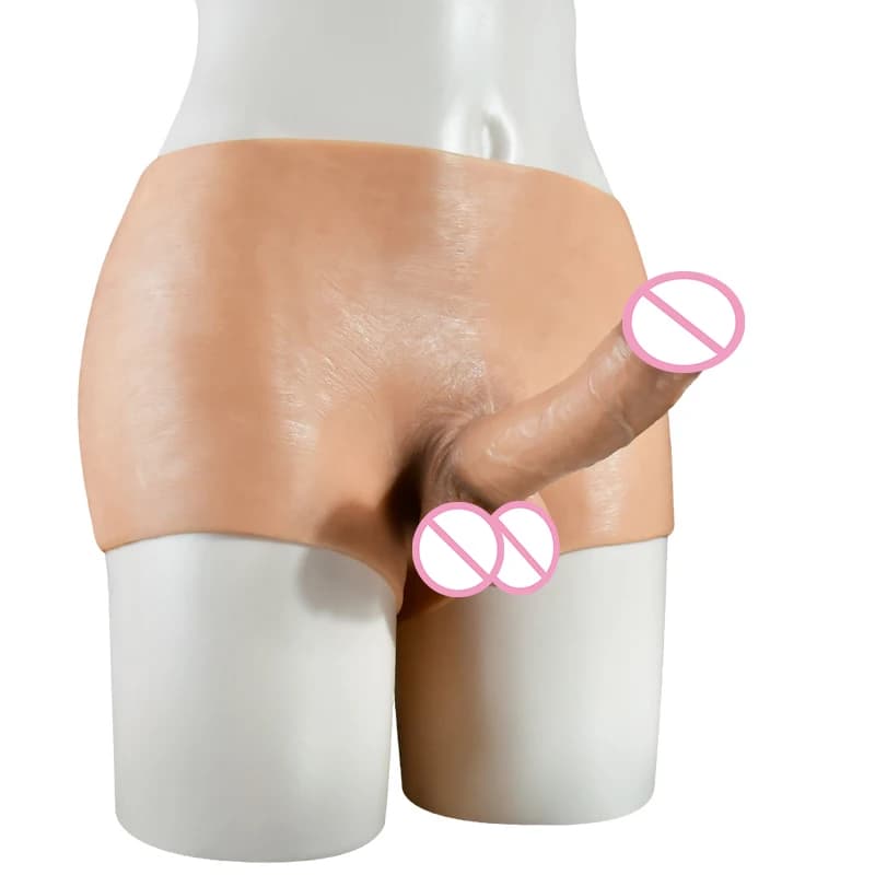Realistic silicone strap-on dildo with suction base - thumbnail 6