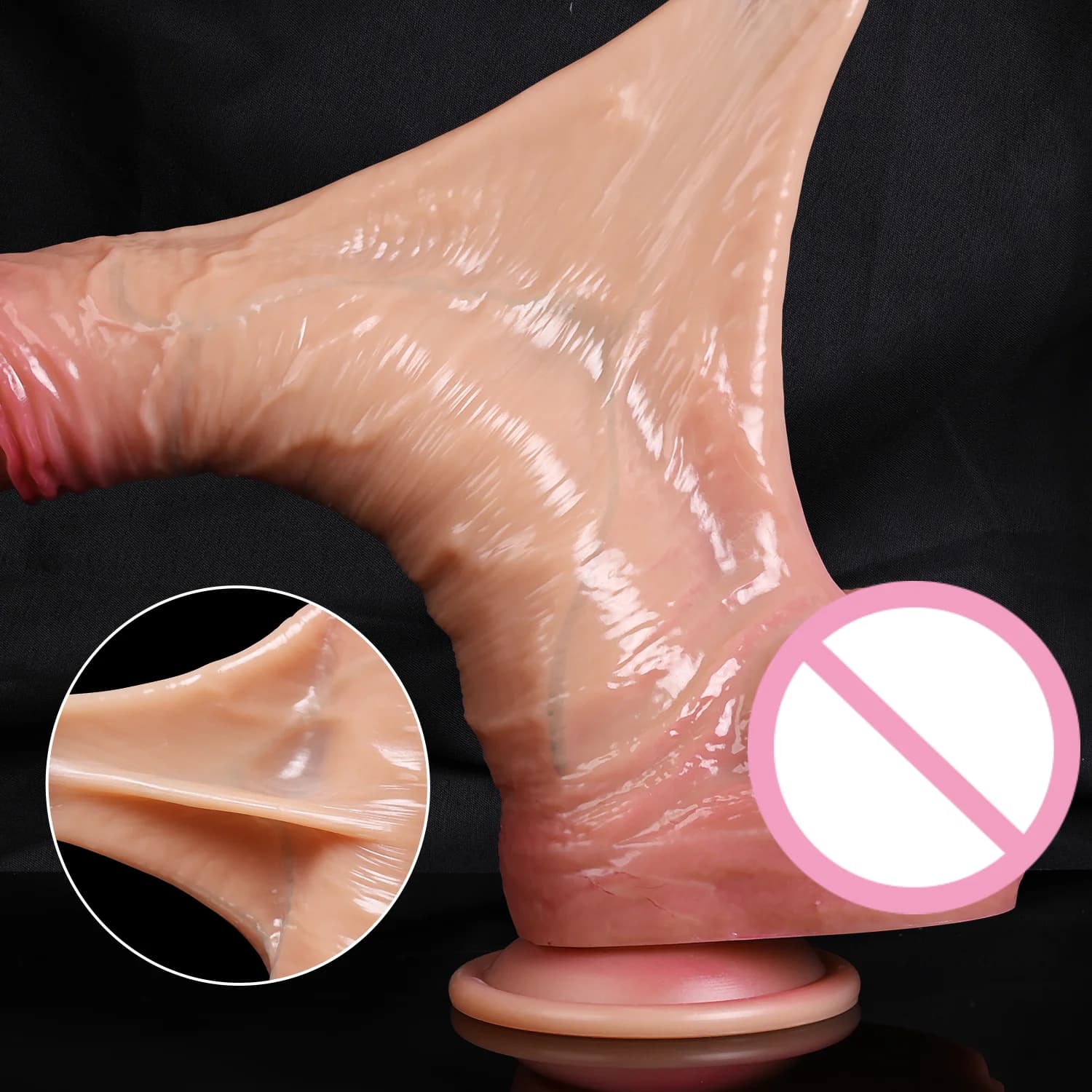 Realistic silicone dildo with textured skin and testicles - thumbnail 4