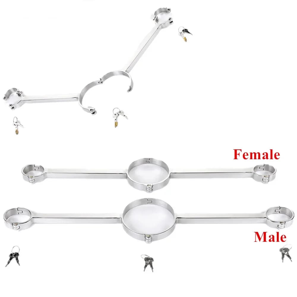 Metal bondage collar and handcuffs restraint set - thumbnail 2
