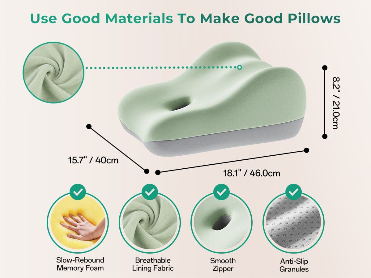 Ergonomic Couples Pillow with Cut-out, Green Grey - thumbnail 10