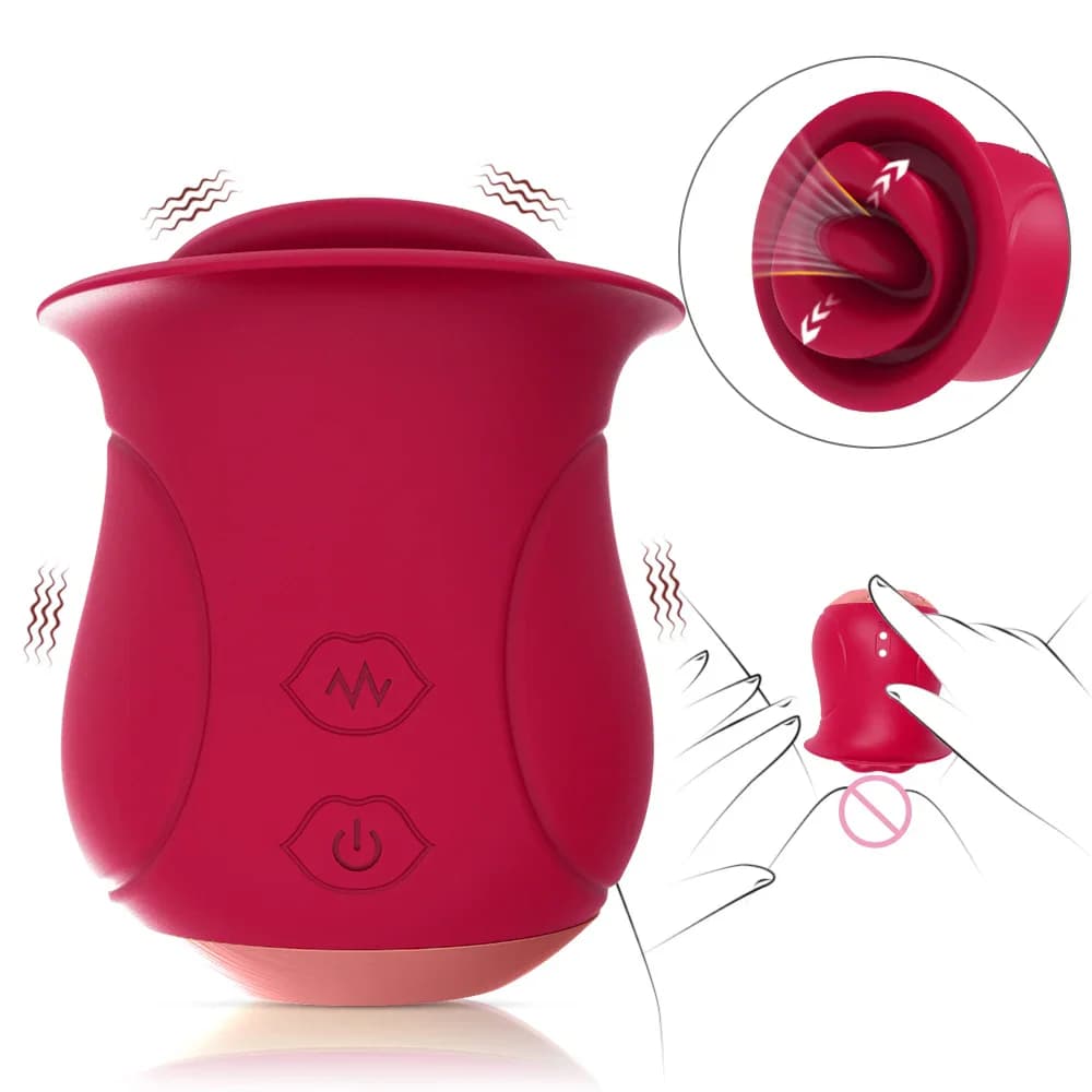 Rose clitoral vibrator with moving tongue and ten speeds - thumbnail 2