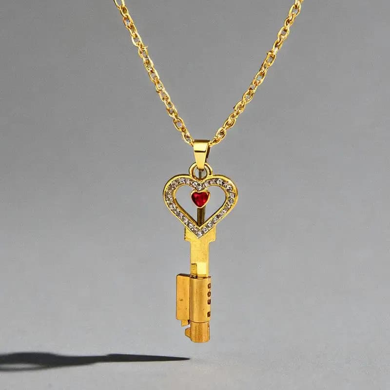 Metal chastity lock and key pendant set - thumbnail 4
