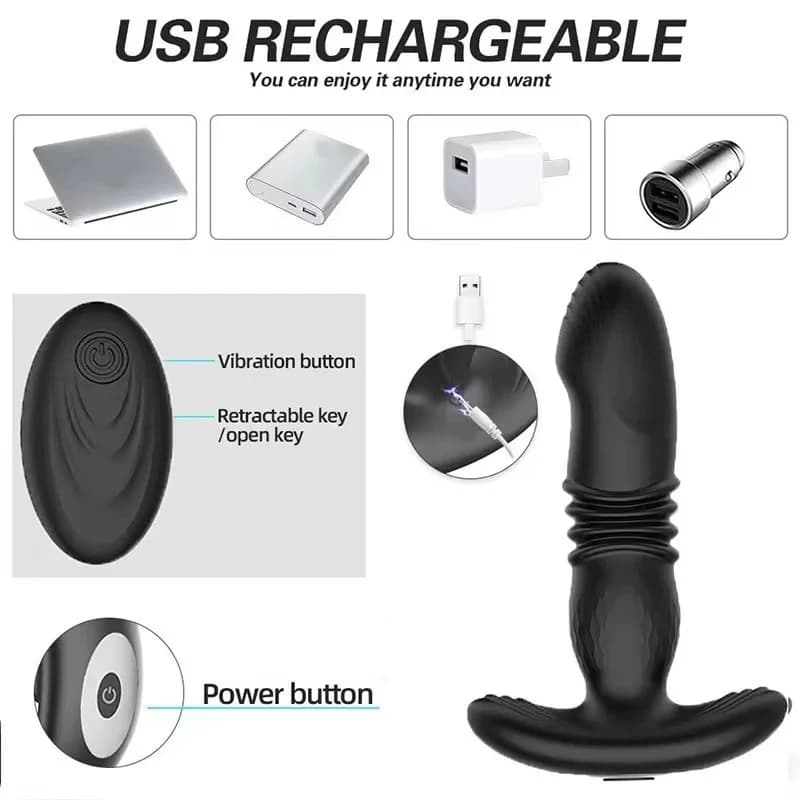 Telescopic prostate massager with remote control and ten vibration speeds - thumbnail 6