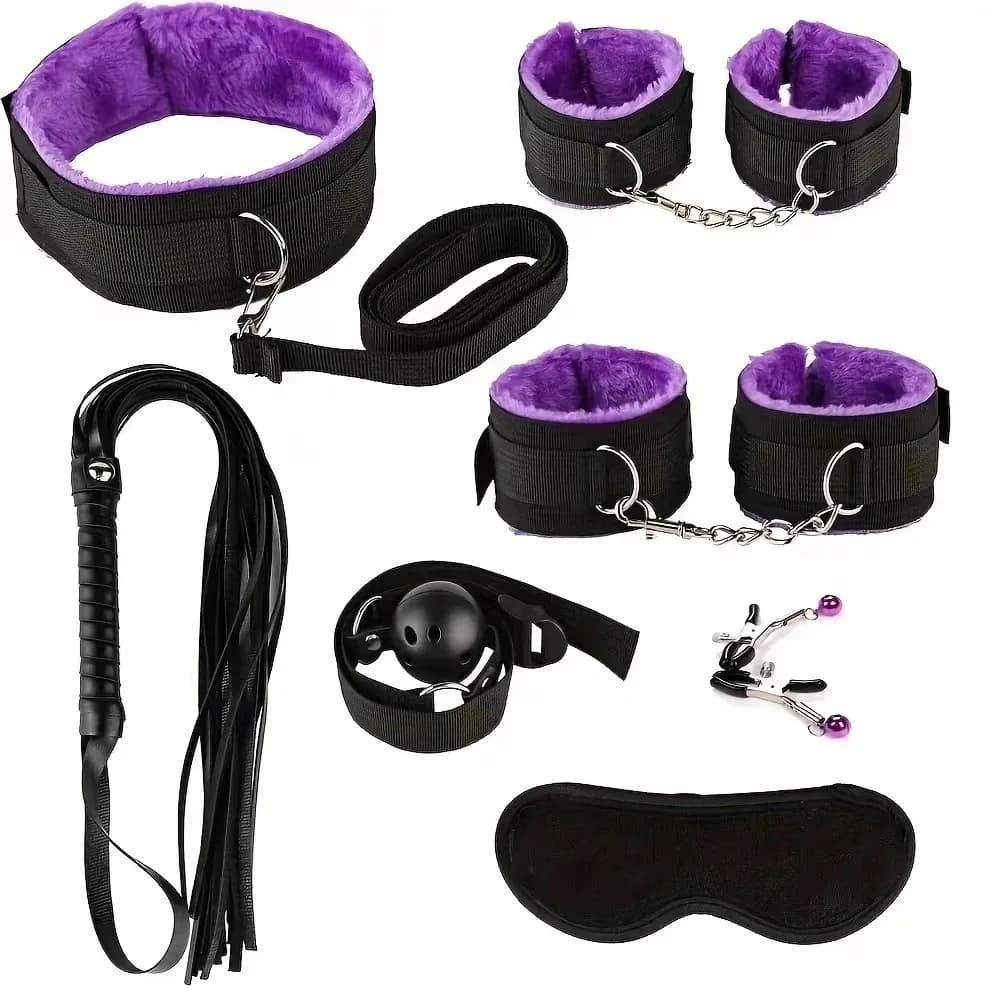 Plush bondage set with cuffs and whip - thumbnail 4