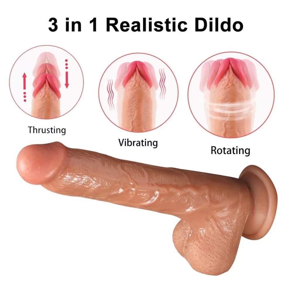 Heated Thrusting & Rotating Dildo, Remote - image 1