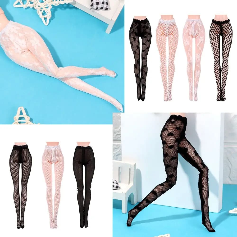 Mini fishnet tights and silk stockings for 1/6 dolls - thumbnail 2