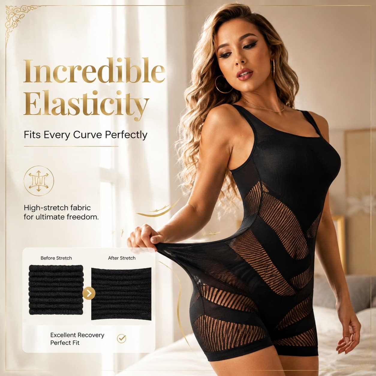 Striped Fishnet Bodysuit - thumbnail 5