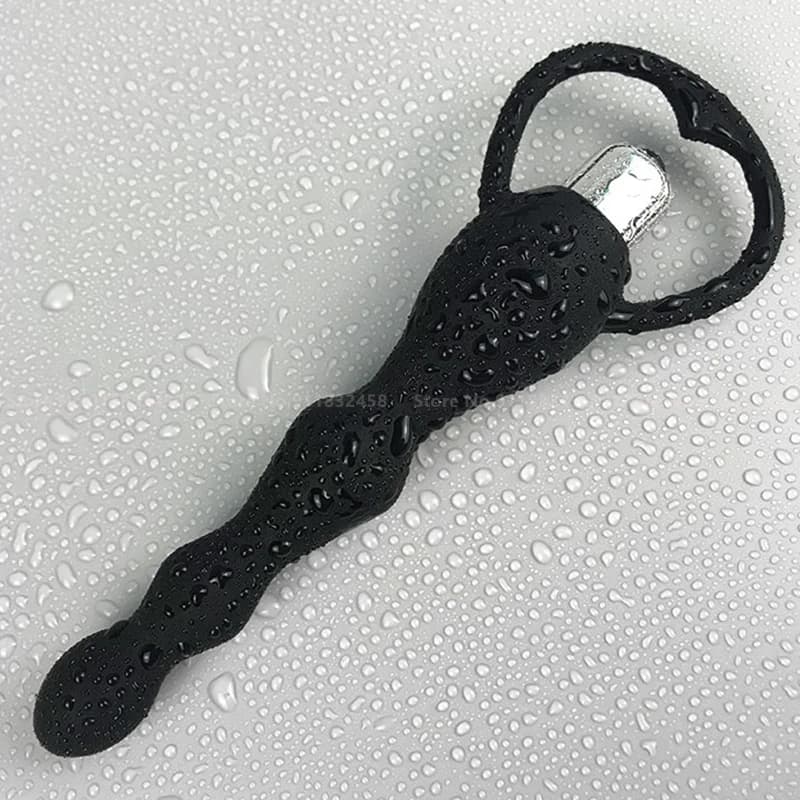 Silicone vibrating anal beads with ring pull - image 1