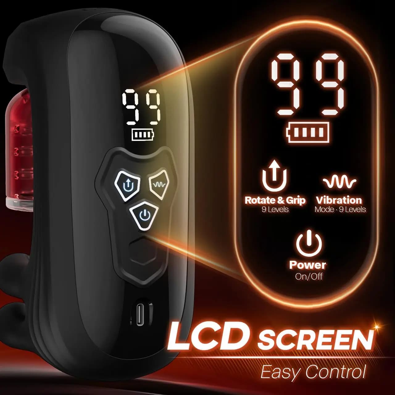 Electric male masturbator with vibration and stroking action - thumbnail 6