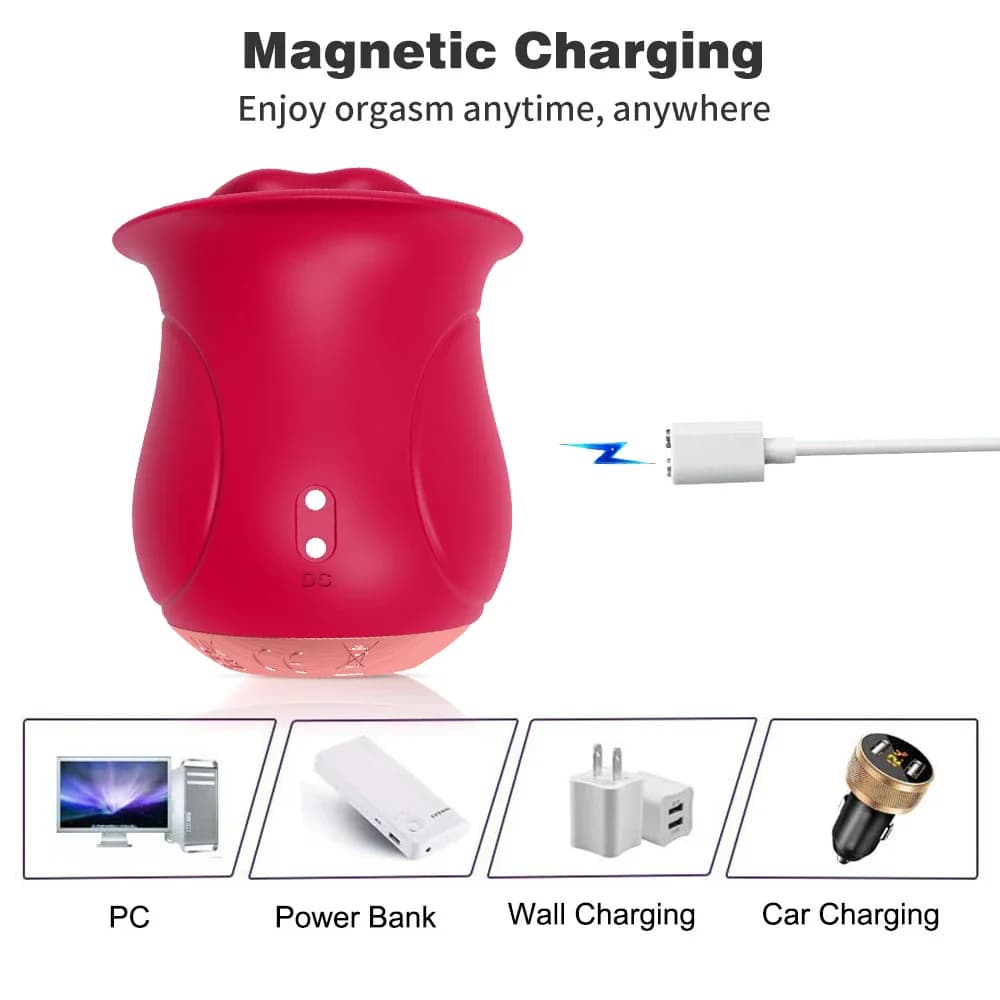 Rose clitoral vibrator with moving tongue and ten speeds - thumbnail 6