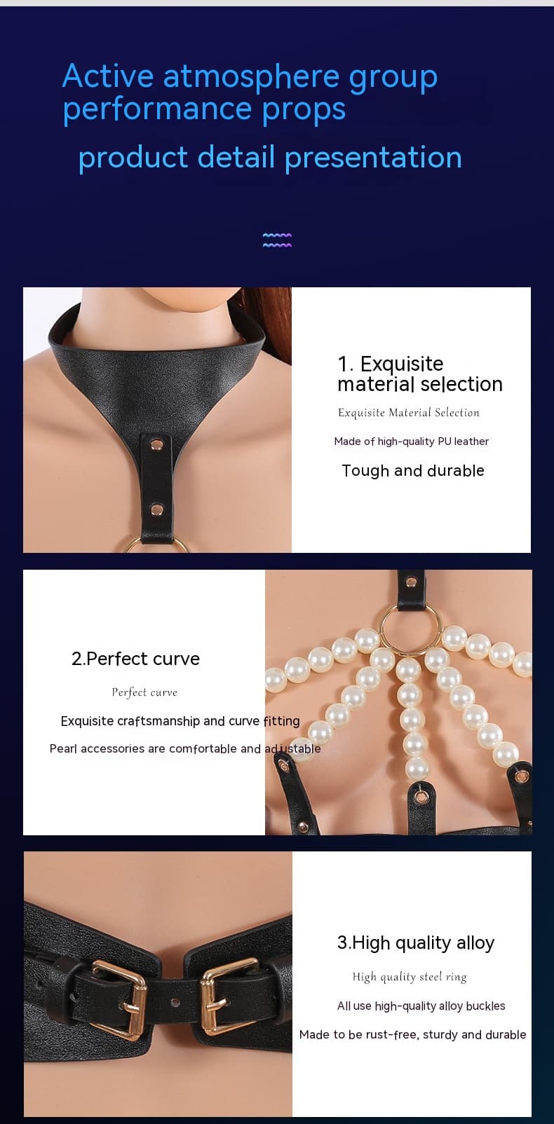 Leather & Pearl Harness Bra - thumbnail 2