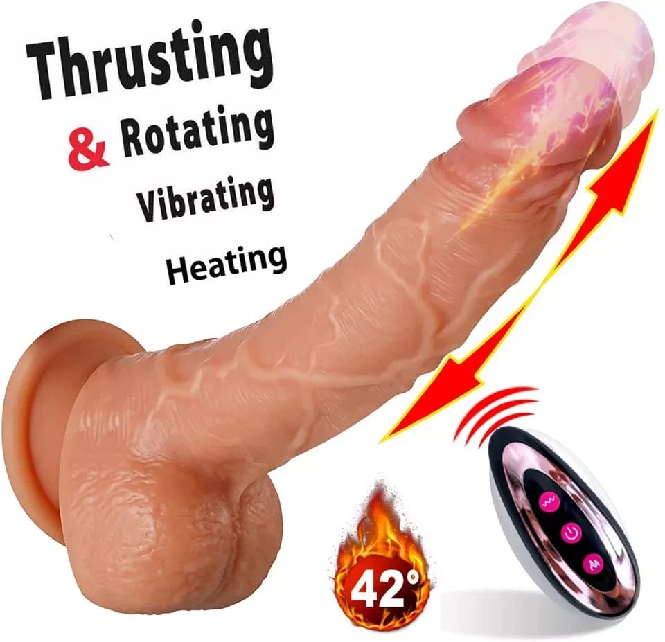 Heated Thrusting & Rotating Dildo, Remote - thumbnail 3