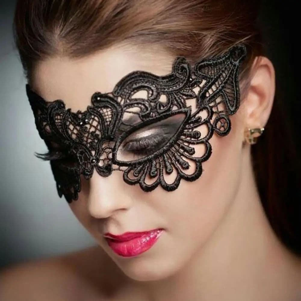 Black Party Mask for Women Hollow Lace Masquerade Blindfold Face Masks Princess Prom Party Props Costume Graduation - thumbnail 6